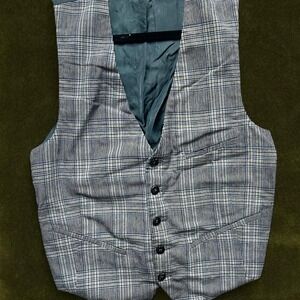 1970s Vintage Glen Plaid 5-Button Vest // Dark Academia Waistcoat size s